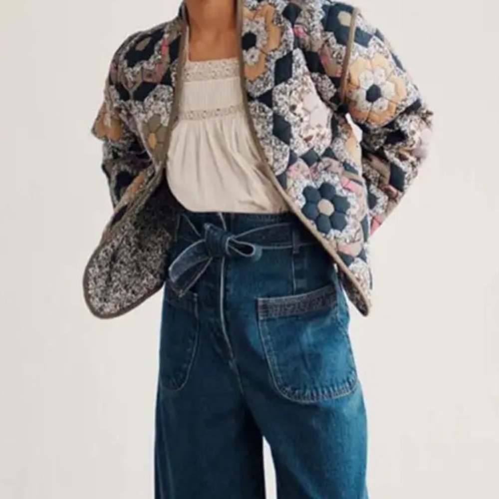 1111. COST 🛑Bohemian retro flower Boho Coat Jacket Multicolor spring quilted - Picture 2 of 8